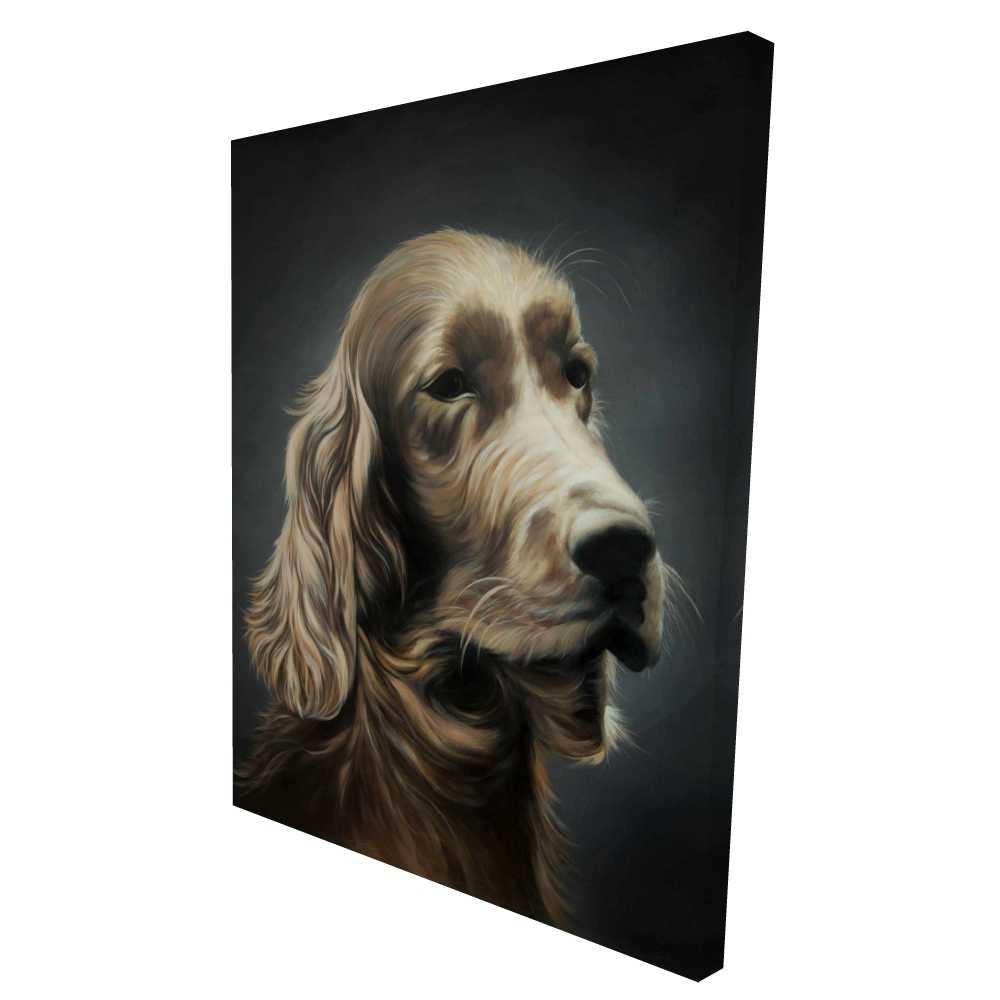 2080-4836-AN490 36 x 48 in. Field Spaniel Black Hyperrealist Canvas for Home Decor