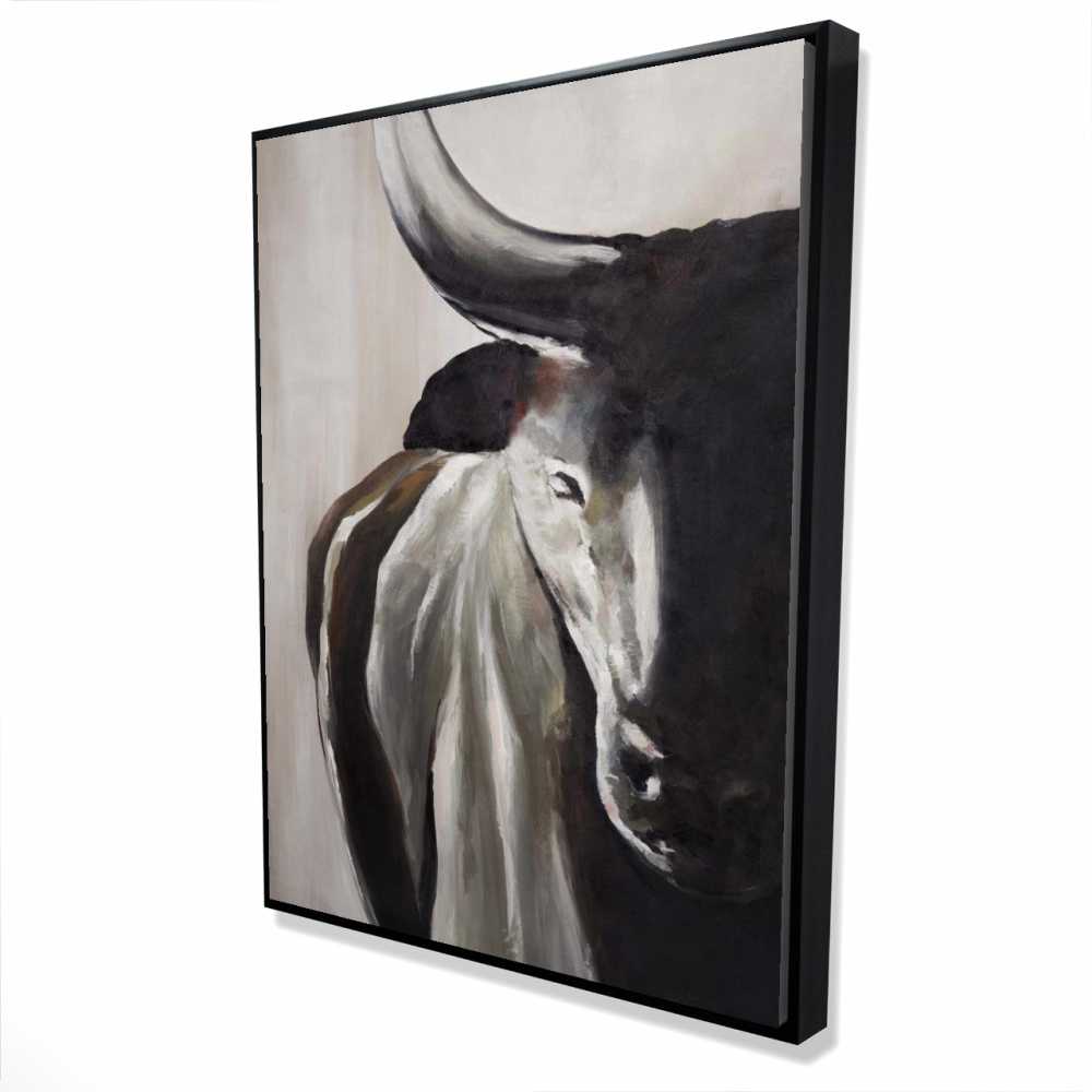 2081-4836-AN112 36 x 48 in. Bull Head Front View - Brown Framed Canvas for Home Decor