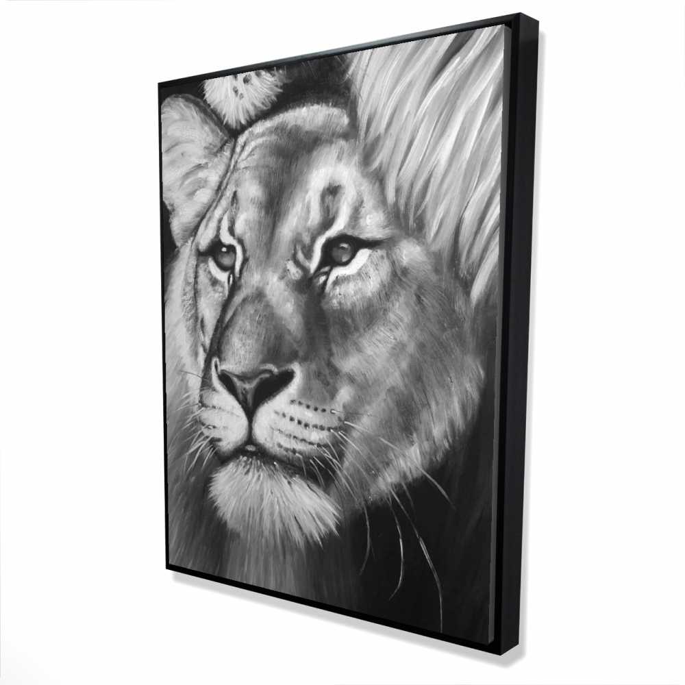 2081-4836-AN306 36 x 48 in. Lion & Lioness Framed Canvas - Bedroom Animal Decor