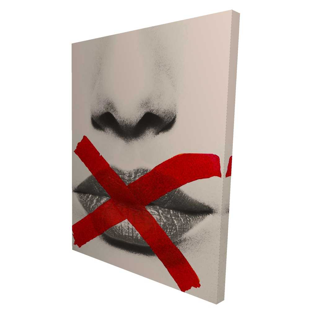 2080-4836-FI14 36 x 48 in. Grayscale Lips with Red X - Sepia Figurative Canvas Art