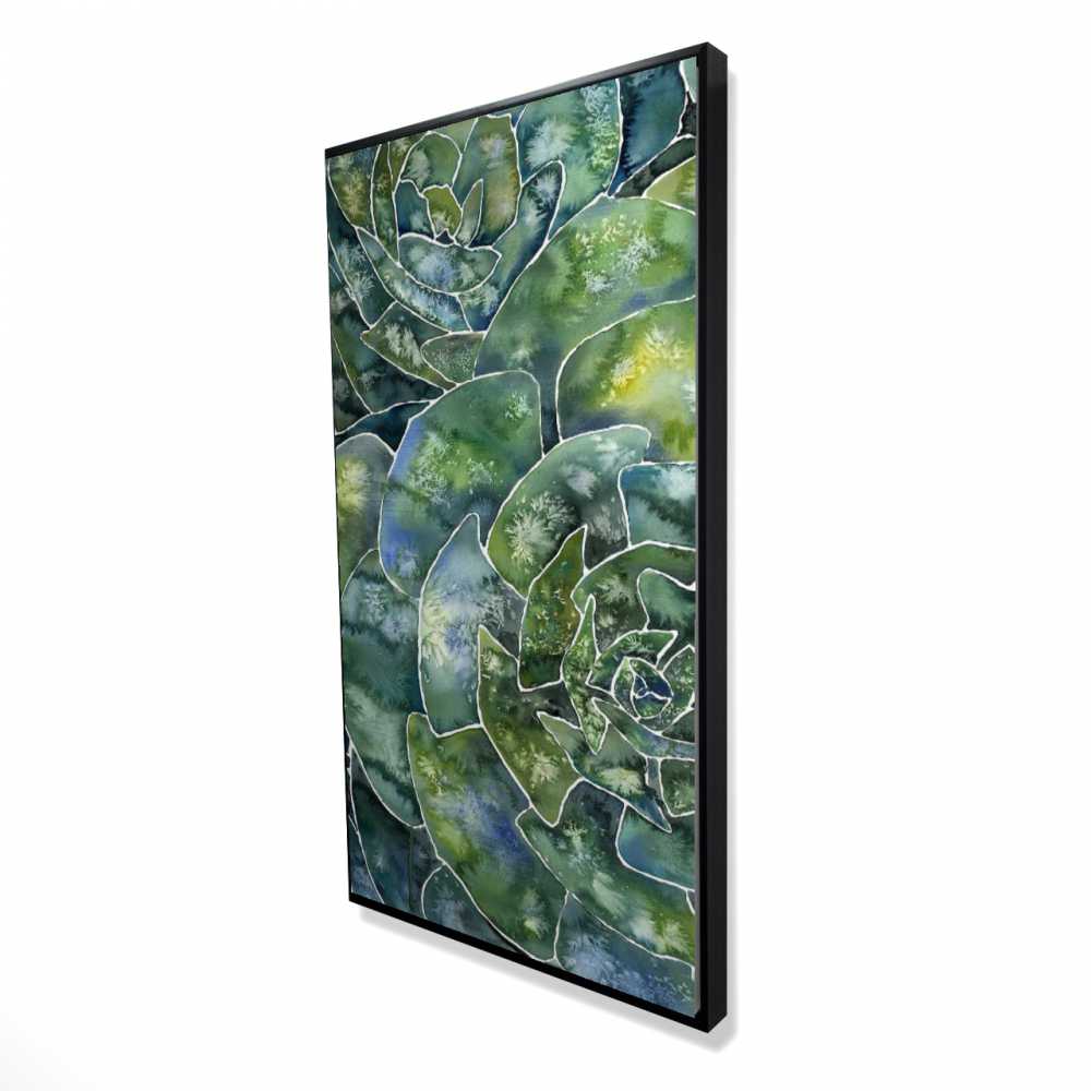 2081-4824-FL353 24 x 48 in. Abstract Succulents - Illustrative Kitchen Framed Canvas Art