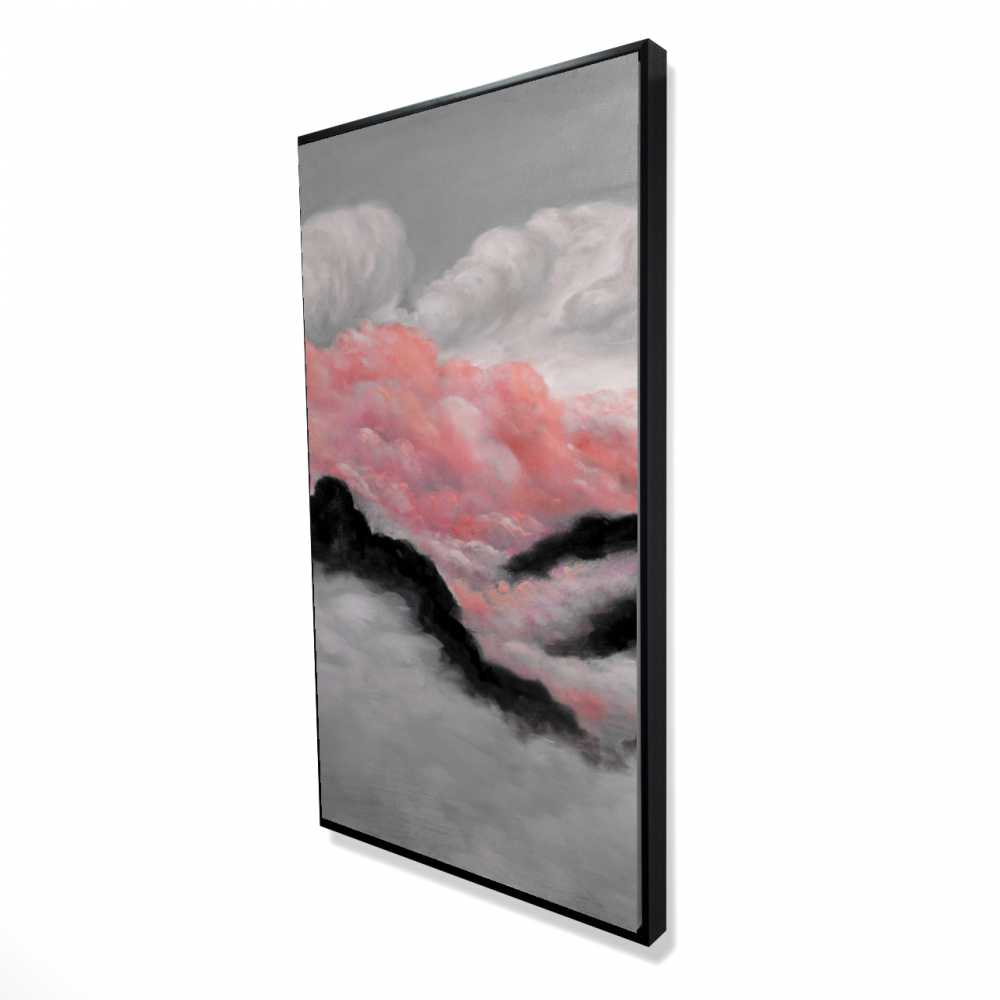 2081-4824-LA61 24 x 48 in. Gray & Pink Clouds - Framed Canvas Landscape