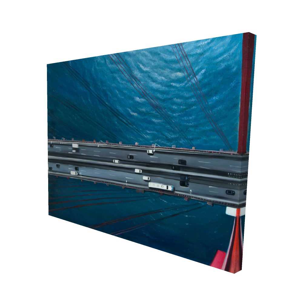 2080-4860-CI365 48 x 60 in. Overhead View of Traffic on the Golden Gate - Gray Canvas Art