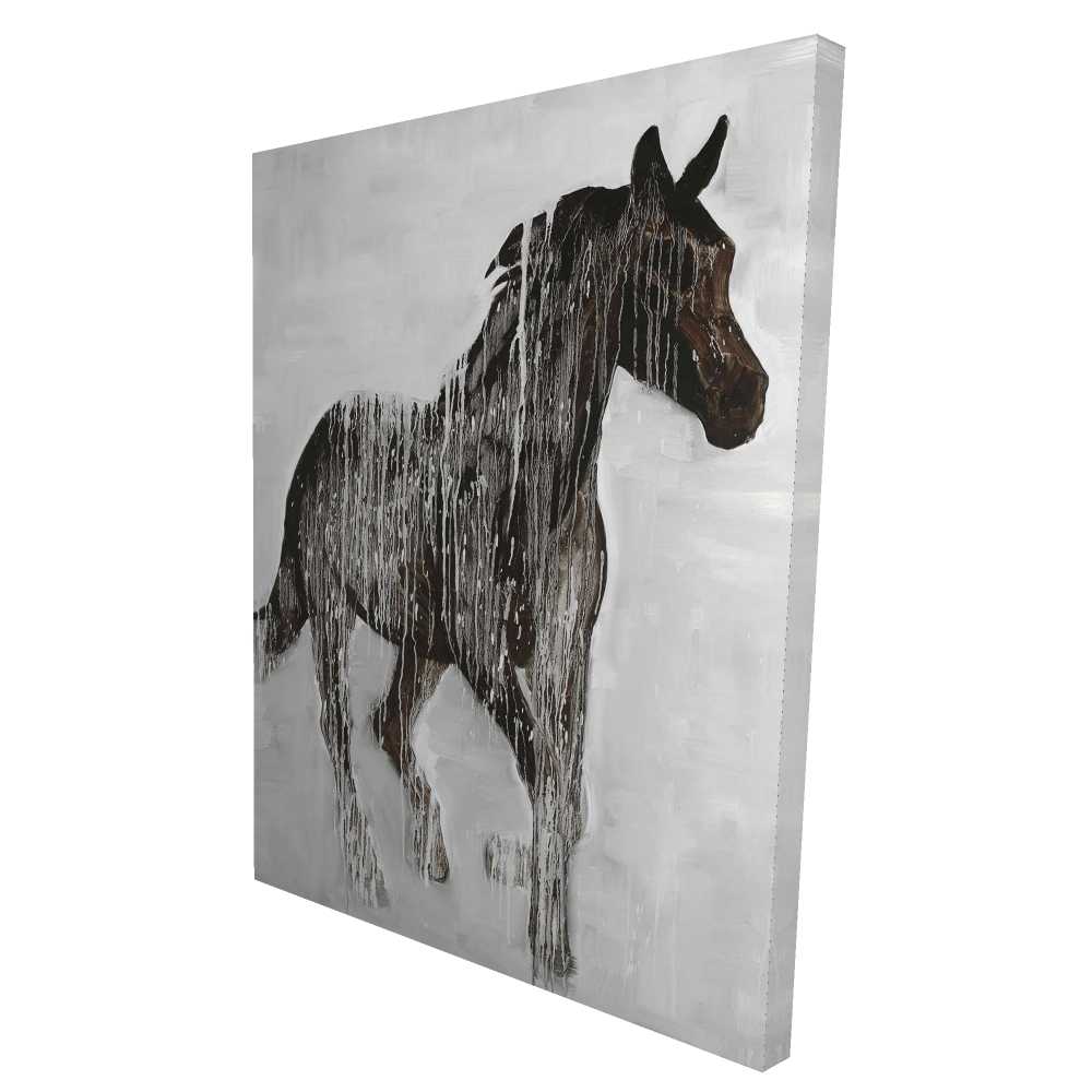 2080-4836-AN298 36 x 48 in. Abstract Brown Horse - Gray Canvas Art for Home Decor