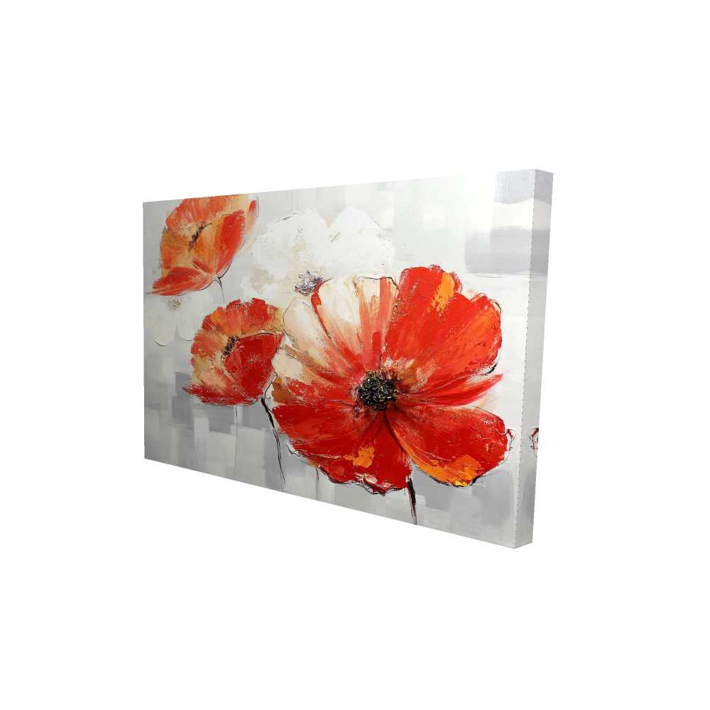2080-2436-FL55-CR 24 x 36 in. Abstract Red Wild Flowers - Orange Canvas Home Decor Art