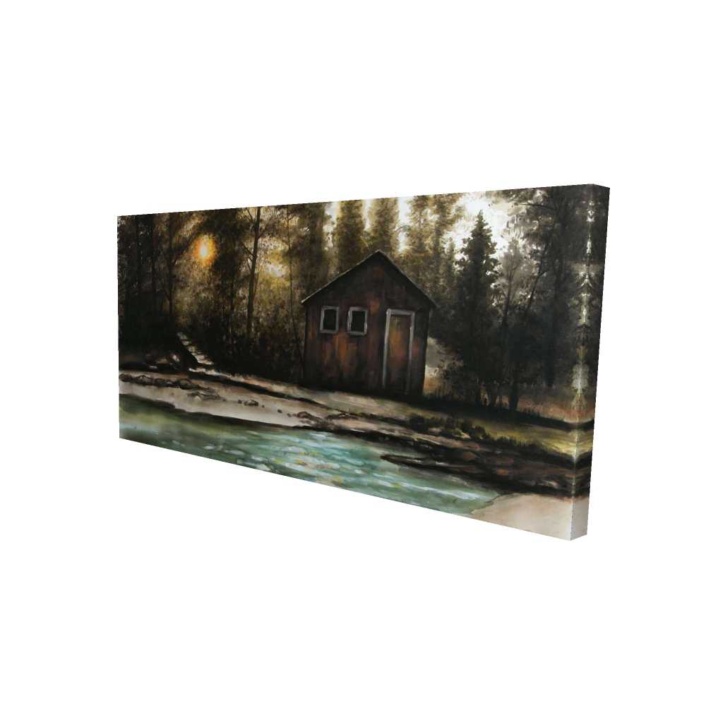 2080-2448-LA189 24 x 48 in. Cabin in the Forest - Rustic Canvas Man Cave Home Decor