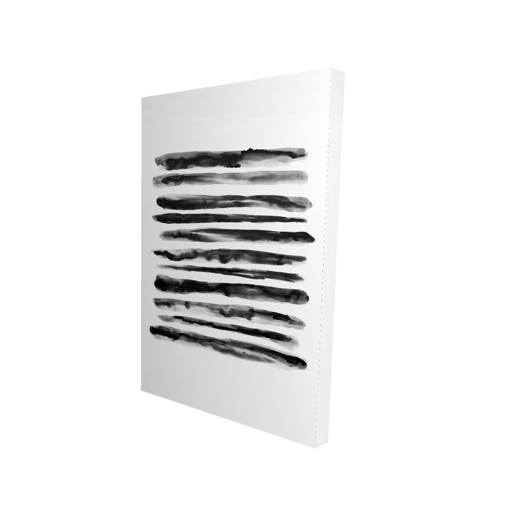2080-3624-AB109 24 x 36 in. Hatching - Shapes Black & White Canvas for Home Decor