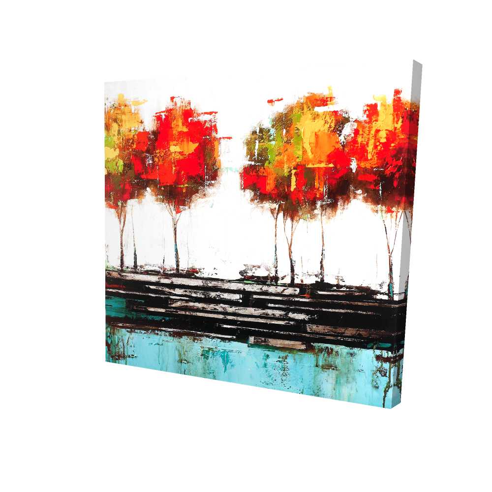 2080-3636-LA75 36 x 36 in. Modern Style Trees - Orange Modern Canvas for Home Decor