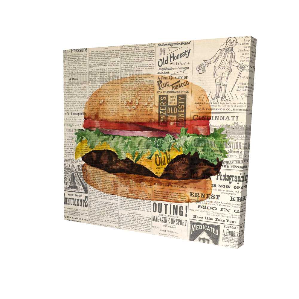 2080-3636-GA78-1 Vintage Style All Dressed Cheeseburger Canvas - Home Decor - 36 x 36 in.
