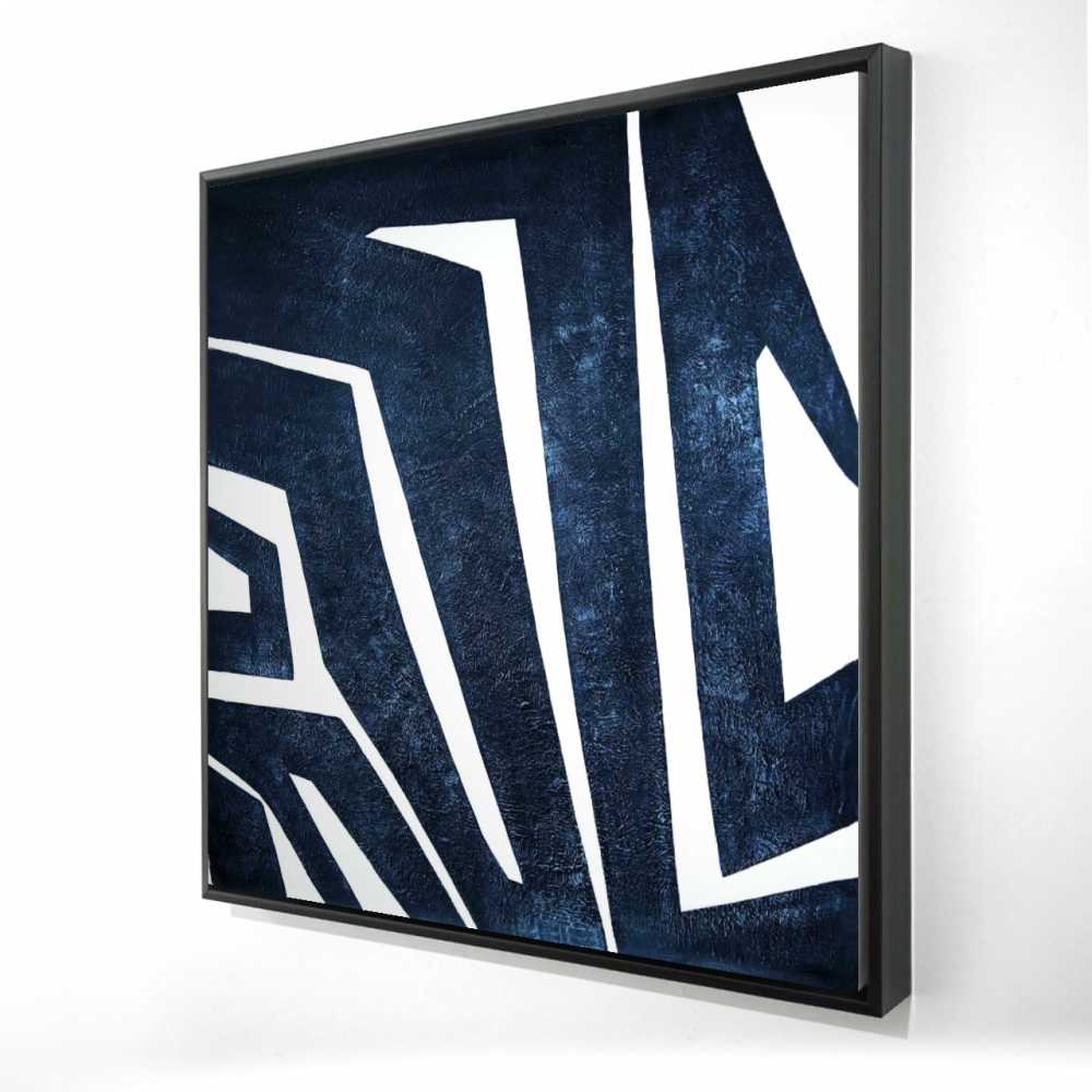 2081-3636-AB96-1 36 x 36 in. Blue Labyrinth - Classic Blue Modern Framed Canvas Art