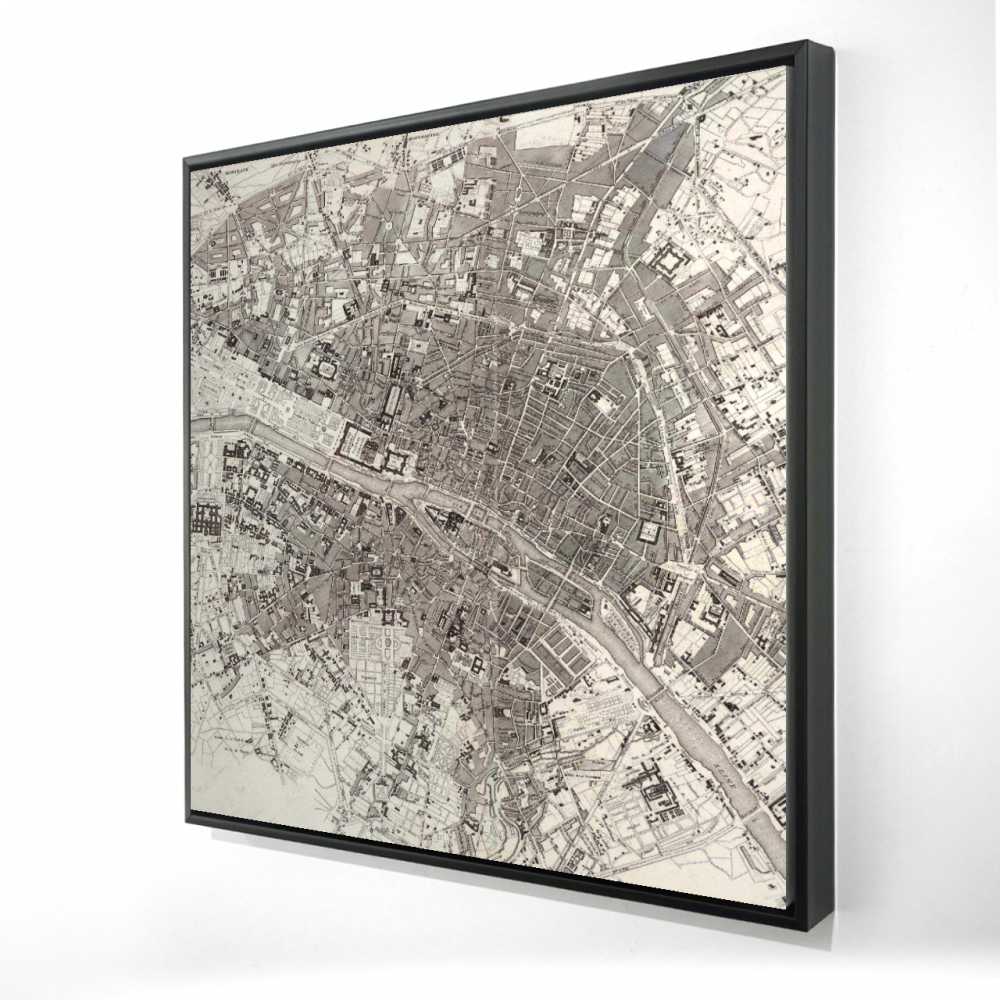 2081-3636-TV1 36 x 36 in. Paris Satellite View Office Framed Canvas - Home Decor