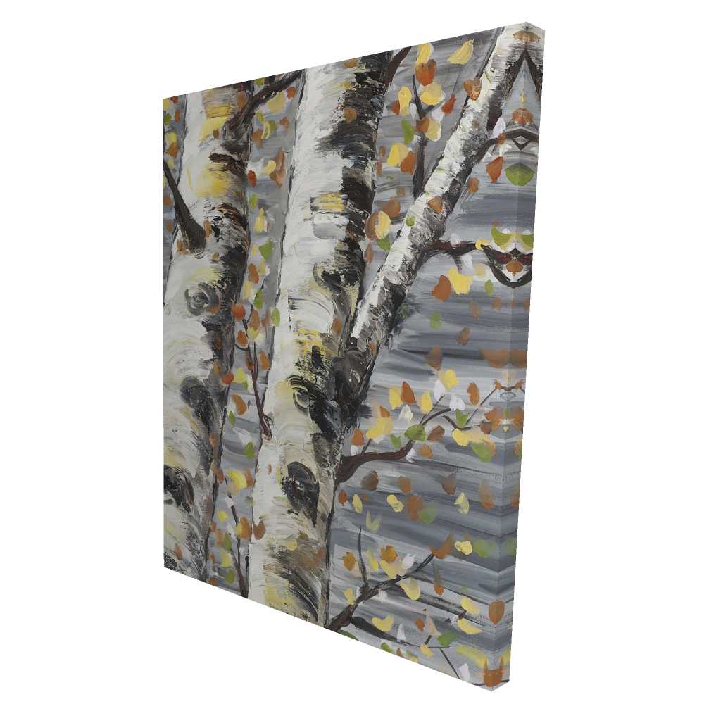 2080-4836-LA112 36 x 48 in. Budding White Birches - Contemporary Gray Canvas Art for Home