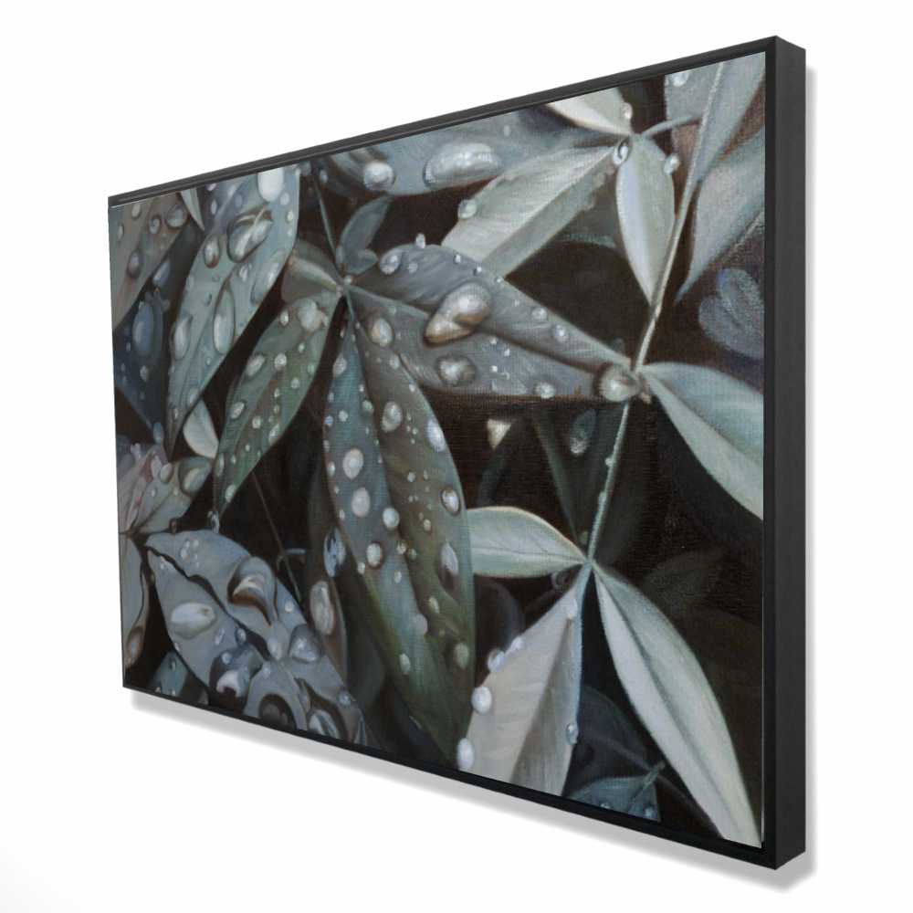 2081-2436-FL375 24 x 36 in. Leaves After Rain - Hyperrealist Botanical Canvas - Decor