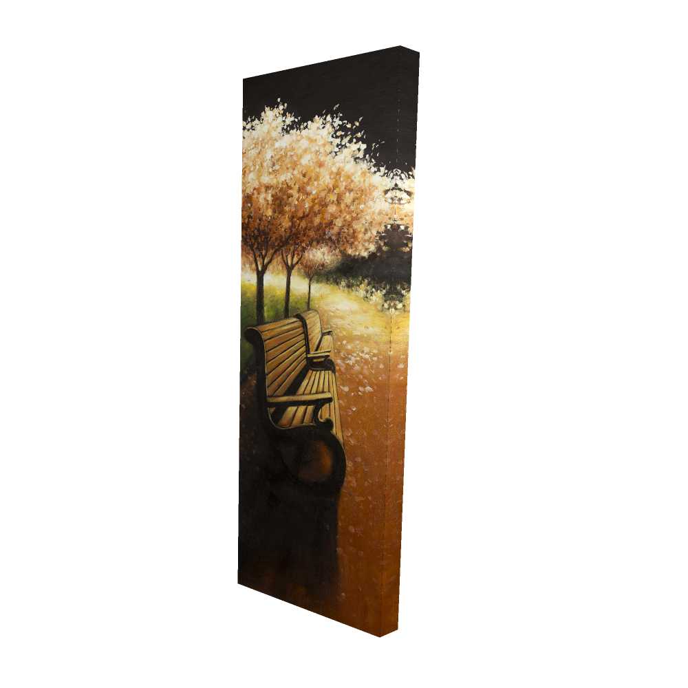 2080-6020-LA35 20 x 60 in. Park Bench on a Fall Day - Contemporary Trees Canvas Art