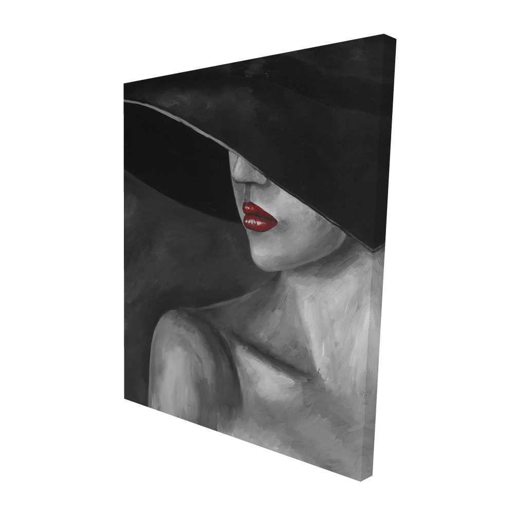 2080-6048-FA28 48 x 60 in. Mysterious Woman with Hat - Romantic Fashion Canvas Art
