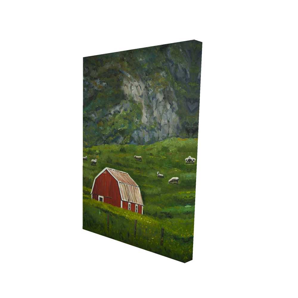 2080-3624-LA183 24 x 36 in. Life in the Countryside - Red Farm Animals Canvas