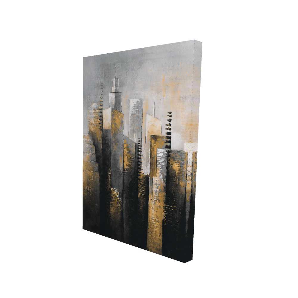 2080-3624-CI275-1 24 x 36 in. Abstract Gold Skyscraper - Black Cities Canvas