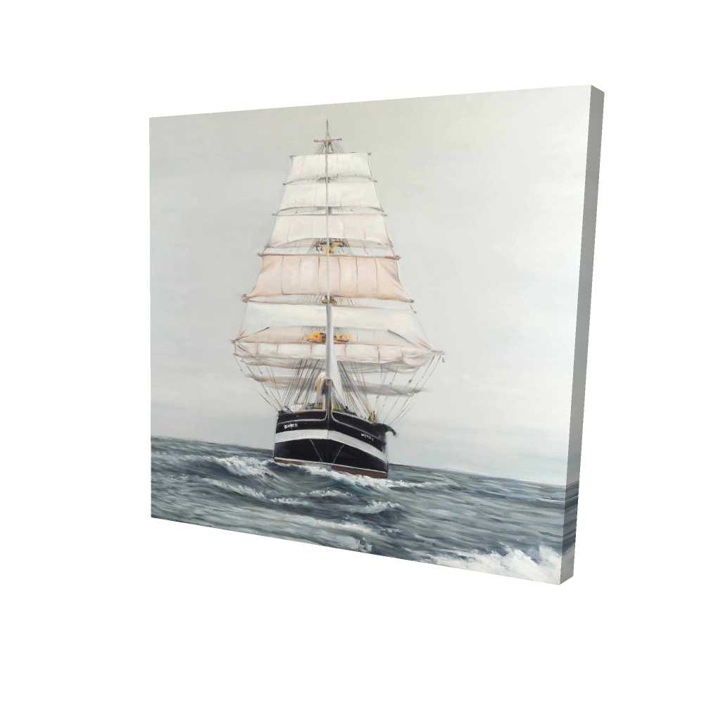 2080-3636-CO87 36 x 36 in. Ship Gently Sailing by A Cloudy Day - Bathroom Boat Canvas