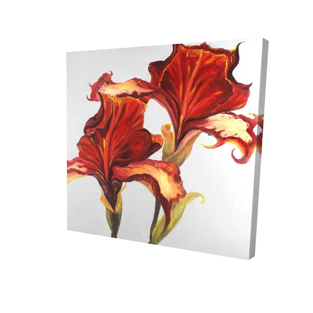 2080-3636-FL205 36 x 36 in. Lilies with Fall Colors - Botanical Romantic Canvas Decor