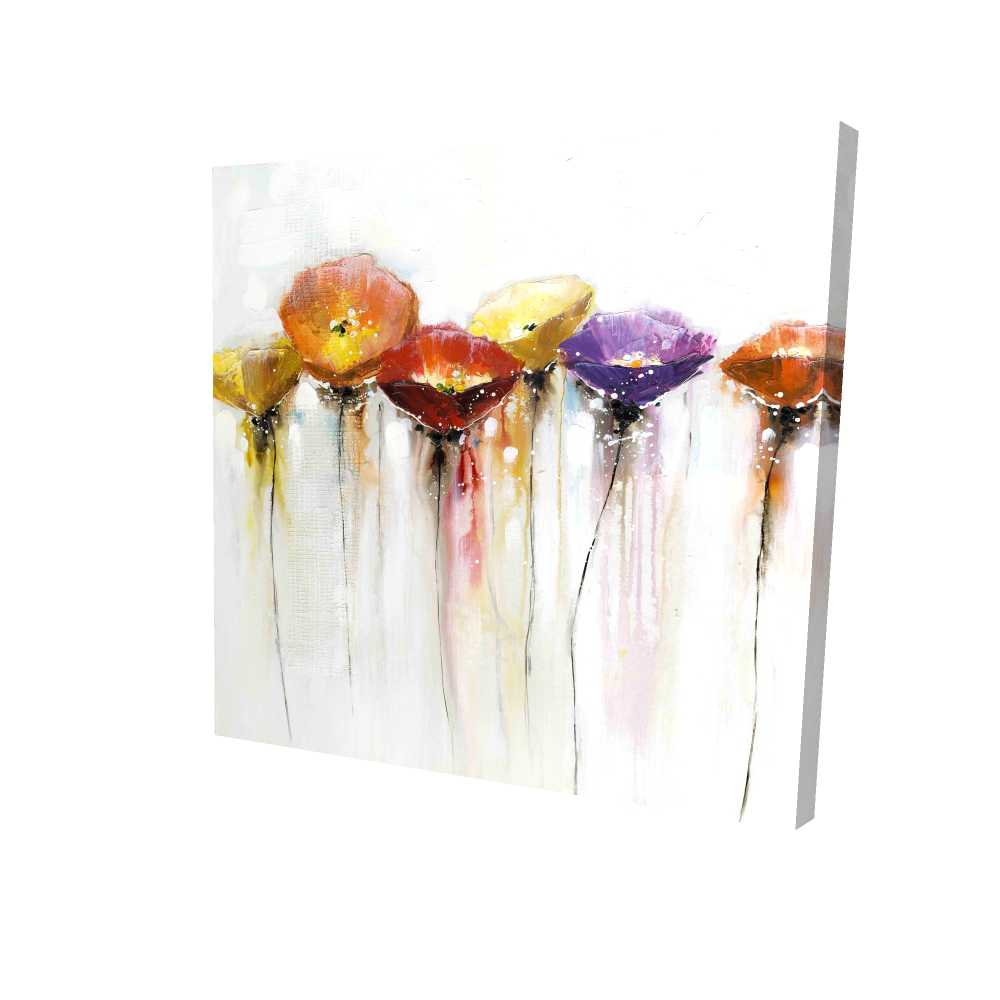 2080-3636-FL47 36 x 36 in. Multiple Colorful Abstract Flowers - Orange Canvas for Bedroom