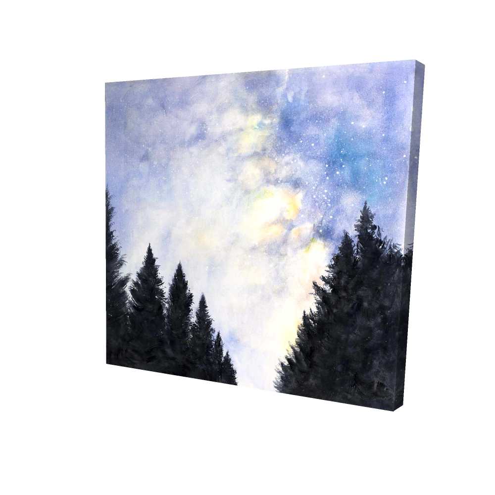 2080-3636-LA126 36 x 36 in. Starry Sky in Forest - Blue Trees Canvas for Home Decor