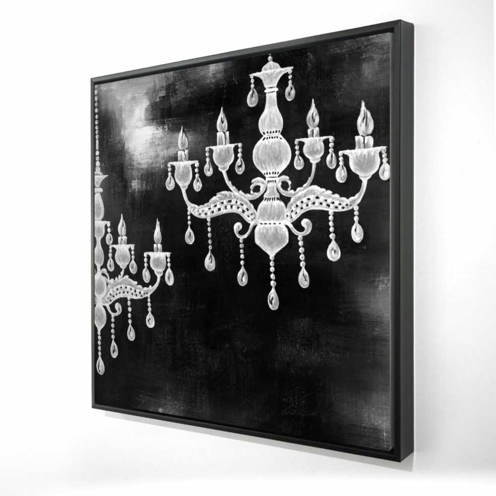2081-3636-SL4 36 x 36 in. White Chandeliers - Still Life Gray Framed Canvas Decor