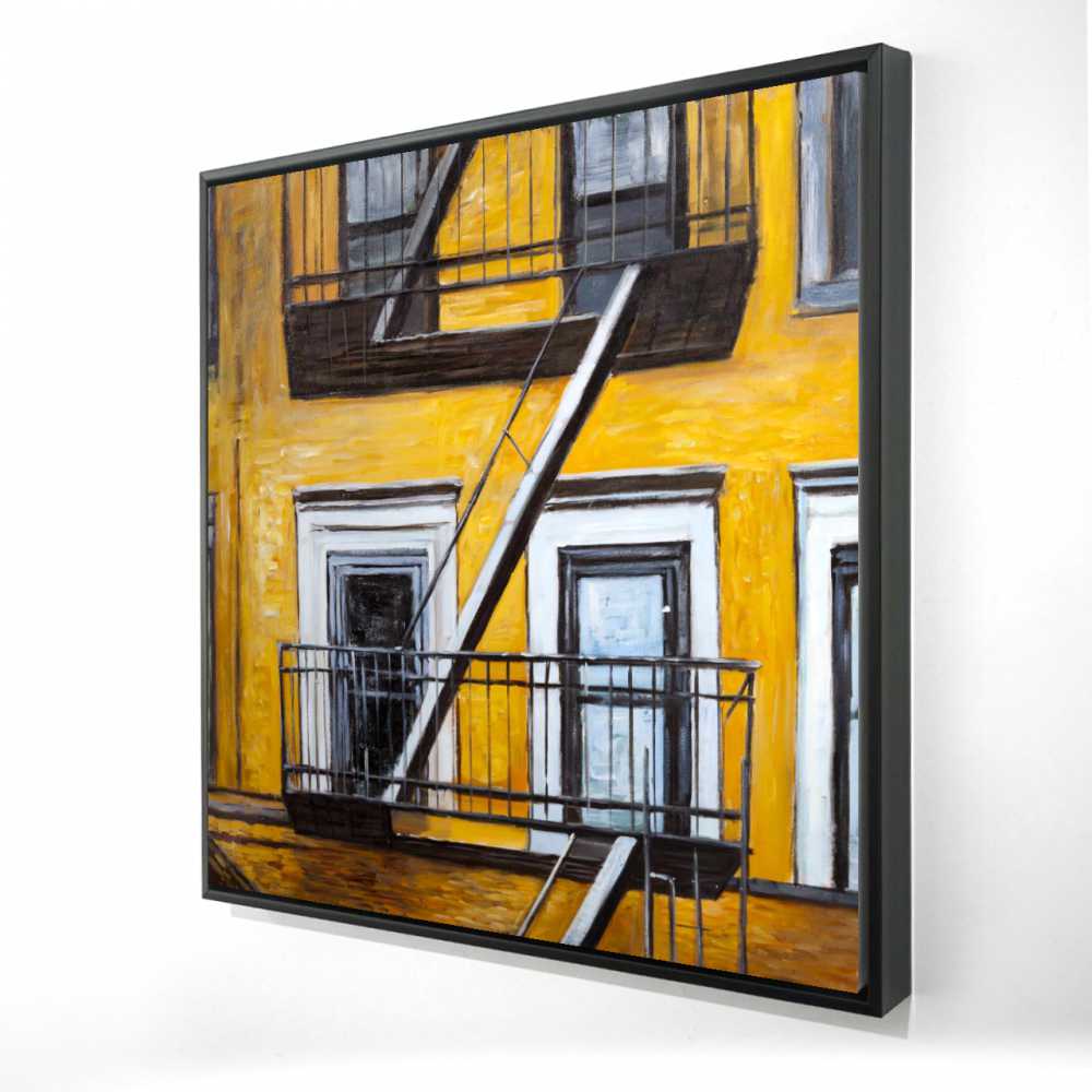 2081-3636-ST36 36 x 36 in. Building Old Fire Escape - Contemporary Framed Canvas Art