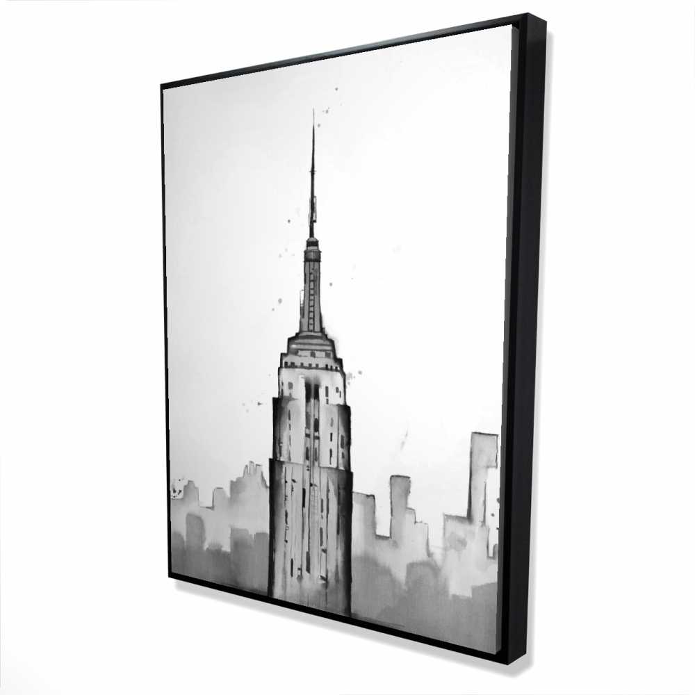 2081-4836-CI360 36 x 48 in. Empire State Building Canvas - Black Framed Home Decor