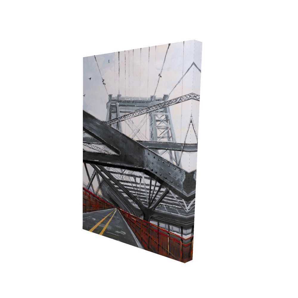 2080-3624-CI225 24 x 36 in. Bridge Architecture - Gray Contemporary Canvas
