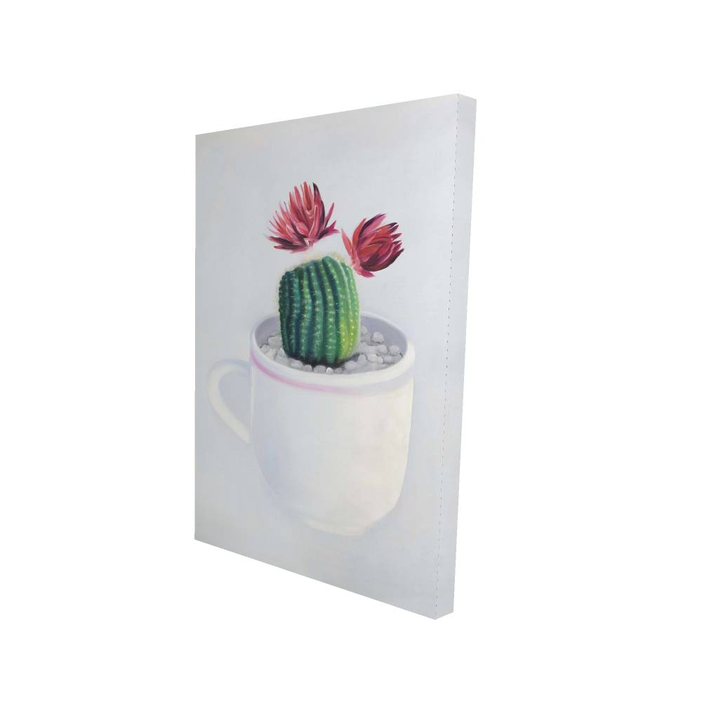 2080-3624-FL328 24 x 36 in. Mini Cactus in A Cup - Exotic Canvas for Home Decor