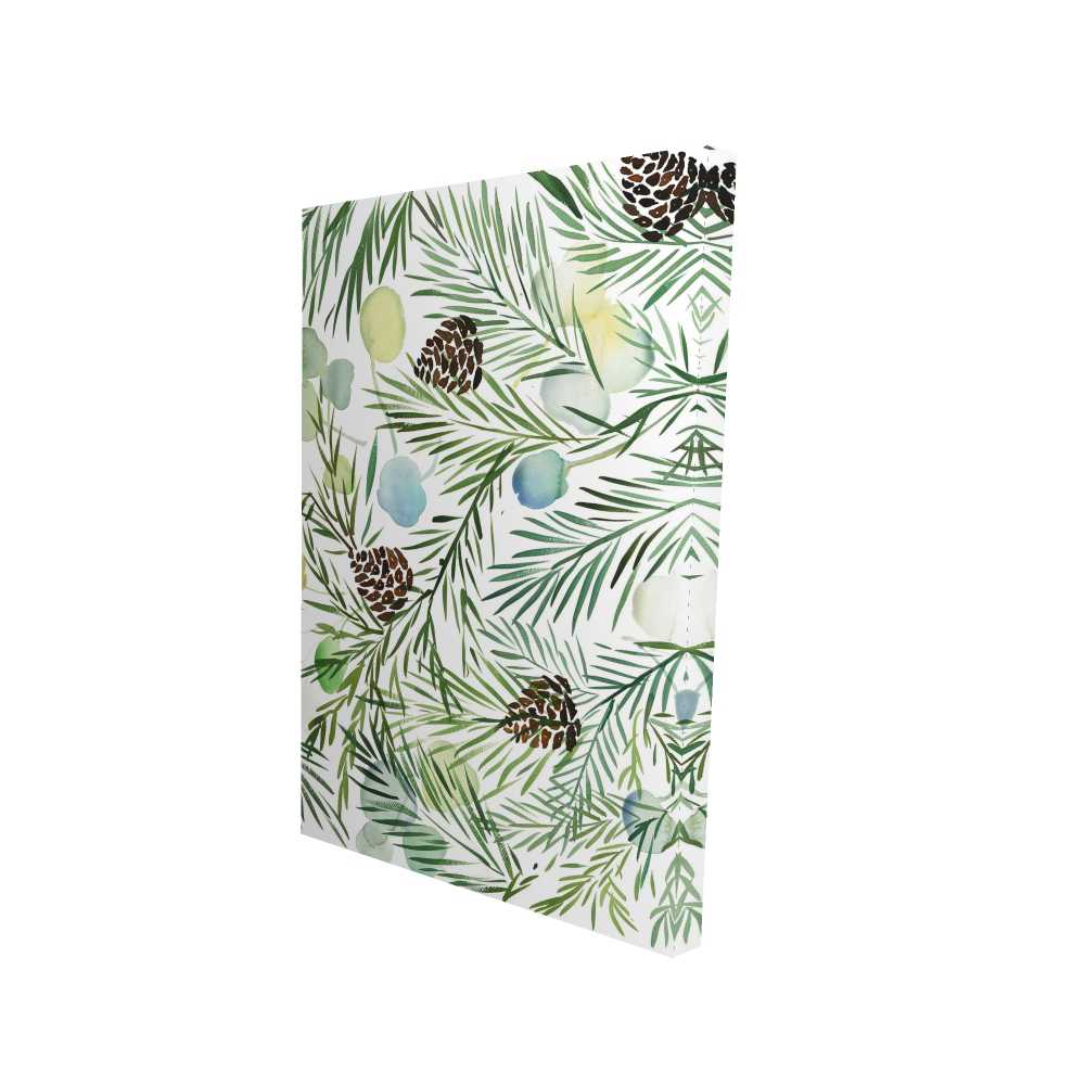 2080-3624-HO8 24 x 36 in. Pine Cone Pattern - Leaves Green Canvas for Home Decor