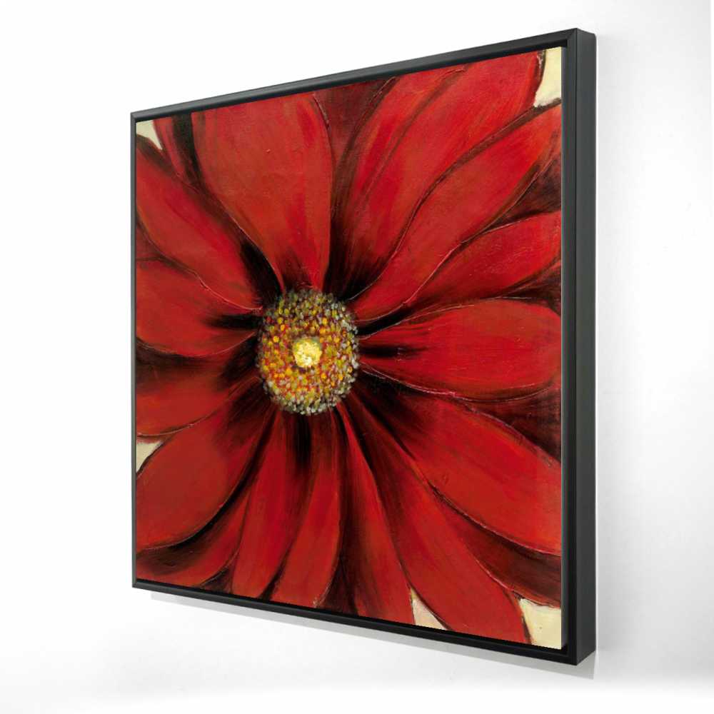2081-3636-FL2 36 x 36 in. Red Daisy - Romantic Red Framed Canvas for Home Decor