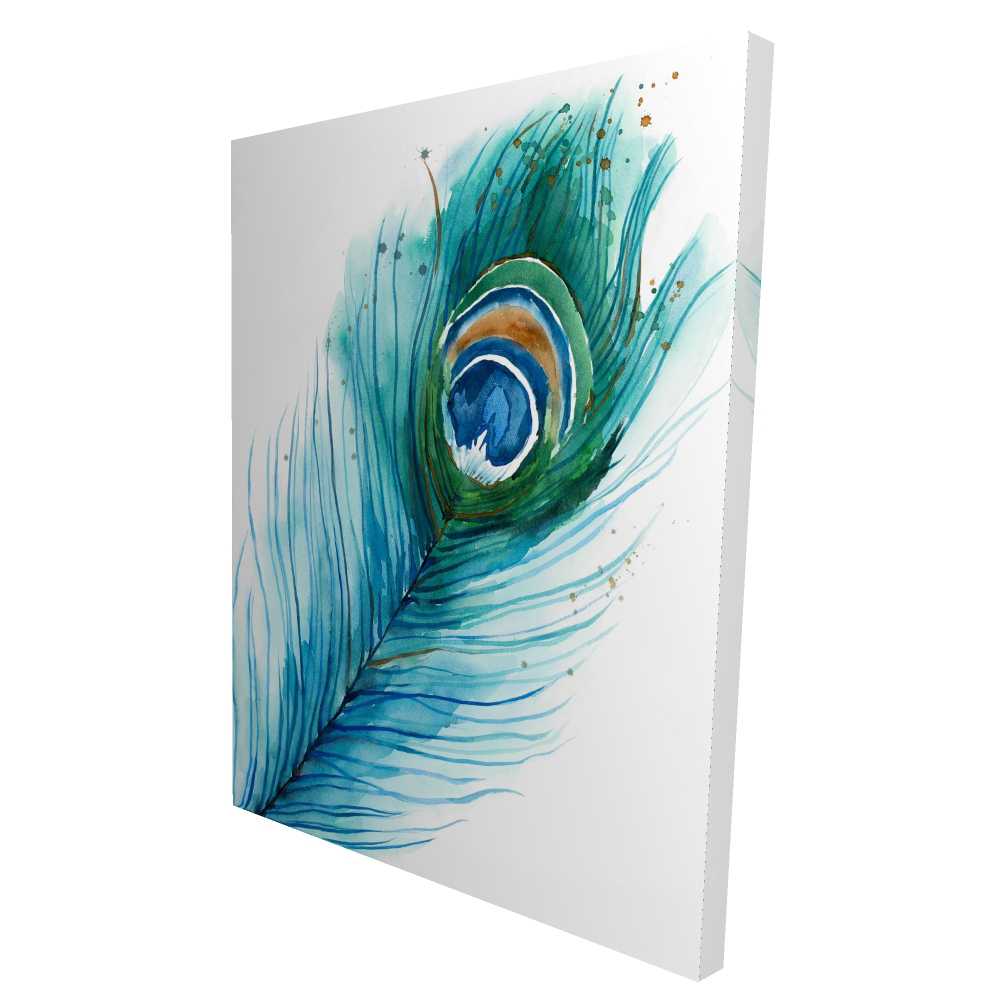 2080-4836-AN357 36 x 48 in. Long Peacock Feather - Romantic Bird Canvas for Home Decor