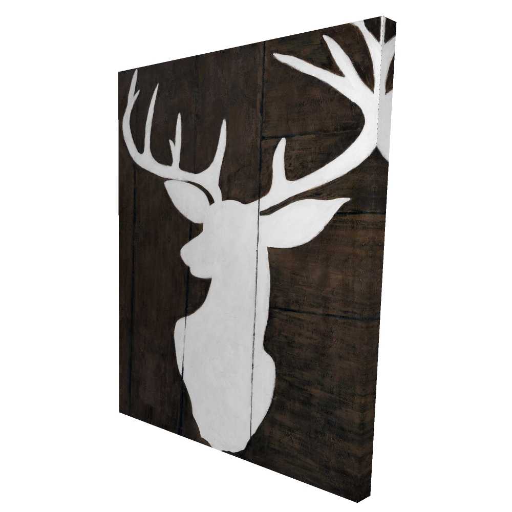 2080-4836-AN88 36 x 48 in. Silhouette of a Deer on Wood - Wildlife Canvas