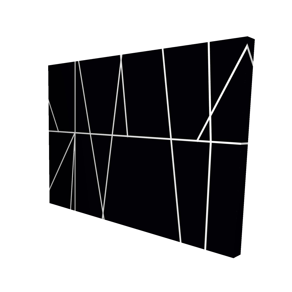 2080-3648-AB29 36 x 48 in. White Stripes on Black Background - Abstract Shapes Canvas