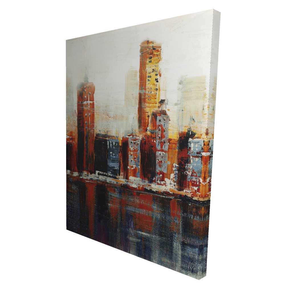 2080-4836-CI26 36 x 48 in. Abstract Red Cityscape Canvas - Modern Home Decor Art