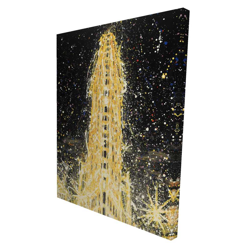 2080-4836-CI304 36 x 48 in. Abstract Flatiron Building - Yellow Architecture Canvas Art