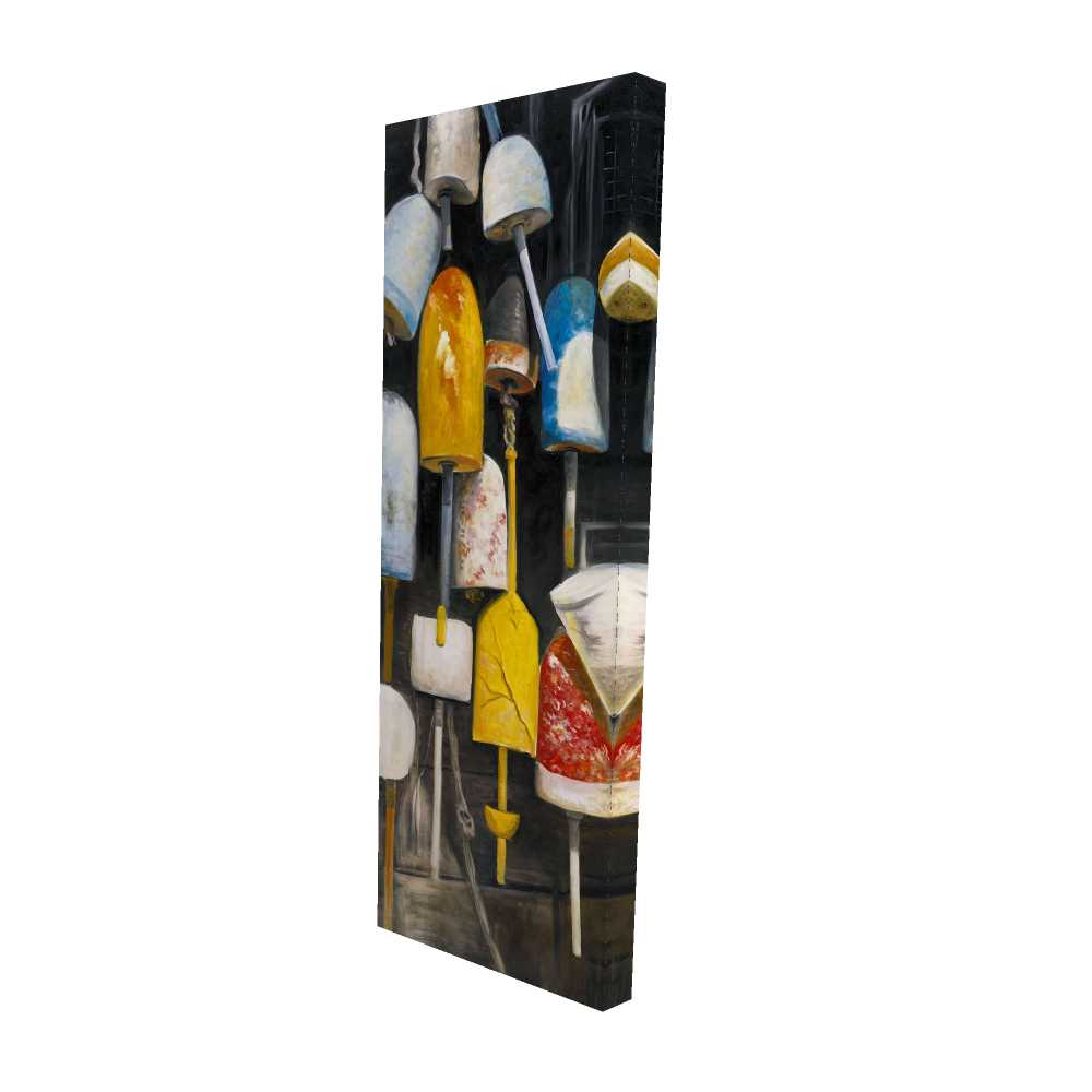 2080-6020-CO47 20 x 60 in. Old Lobster Buoys - Still Life Contemporary Canvas Art