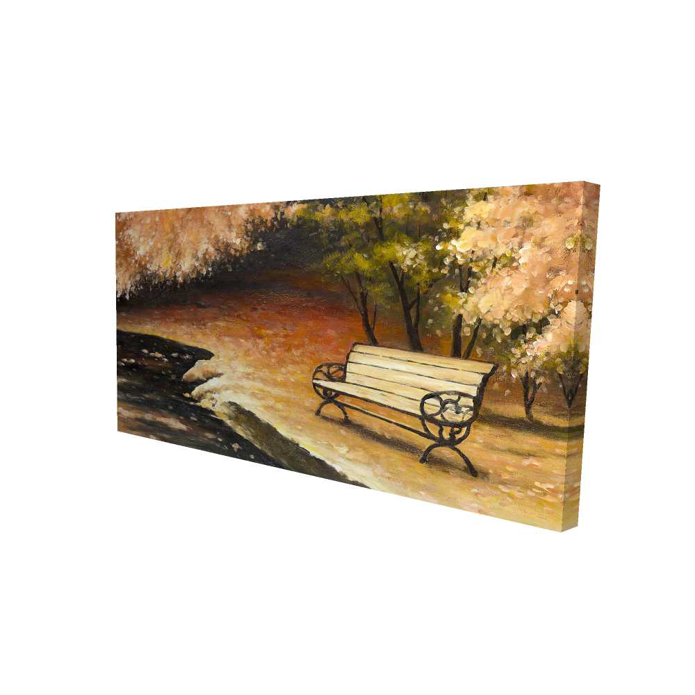 2080-2448-LA36 24 x 48 in. Park Bench by Fall - Trees Coral Canvas for Home Decor