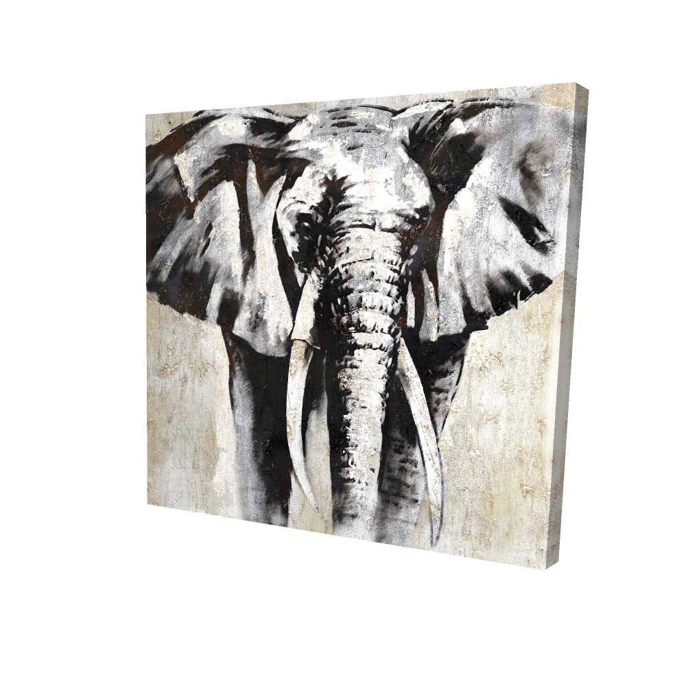 2080-3636-AN6 36 x 36 in. Grayscale Elephant - African Office Canvas for Home Decor