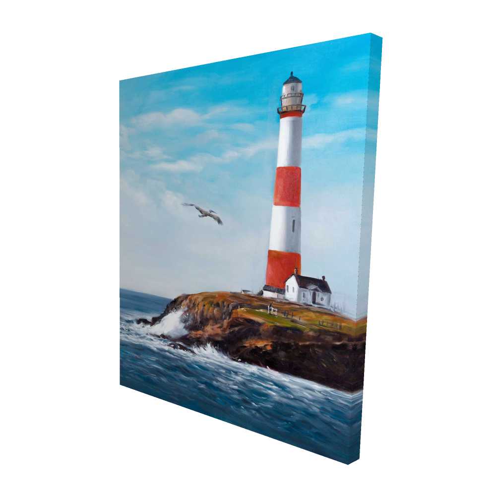 2080-6048-CO50 48 x 60 in. Lighthouse at the Edge of the Sea - Coastal Canvas Art Decor