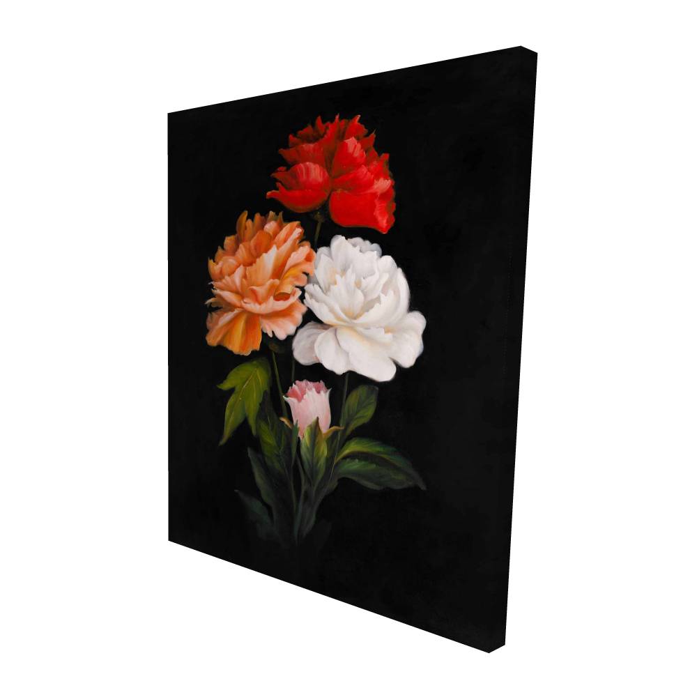 2080-6048-FL135 48 x 60 in. Three Beautiful Rose Flowers - Hyperrealist Botanical Canvas