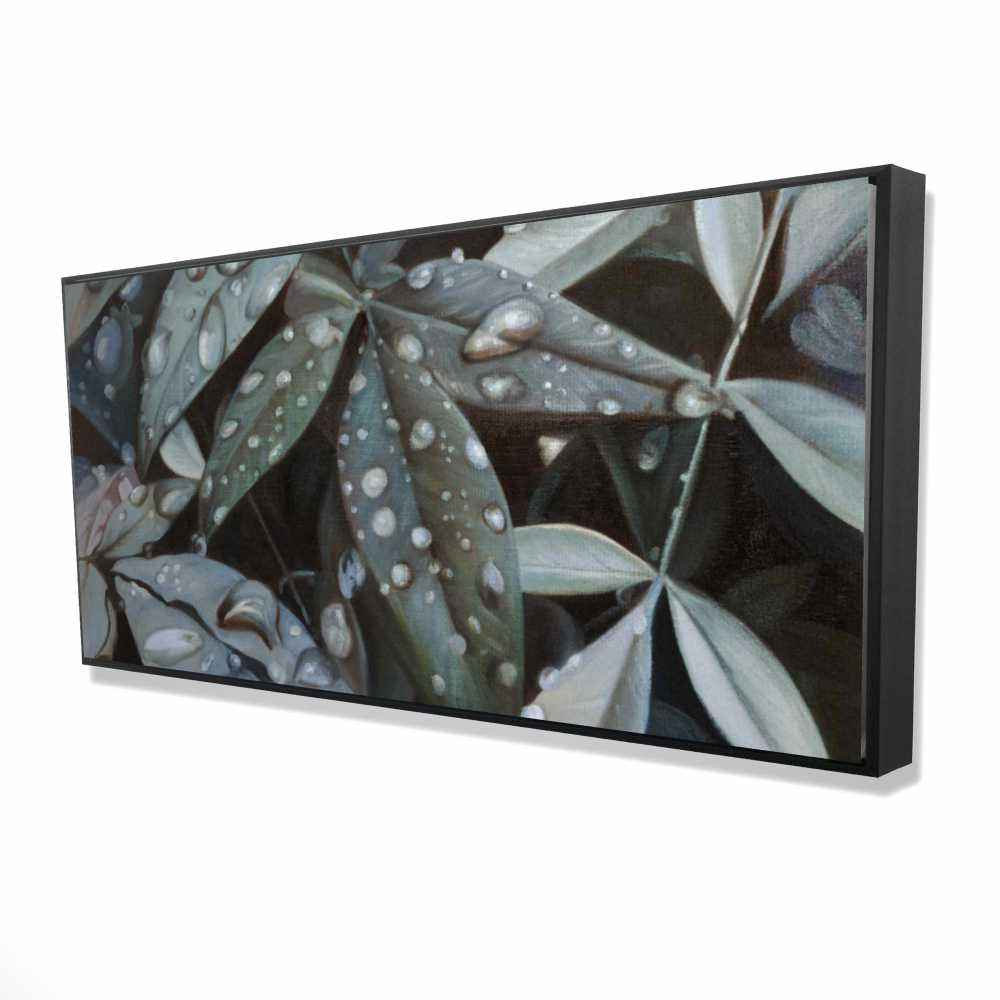 2081-2448-FL375 24 x 48 in. Leaves After Rain - Hyperrealist Framed Canvas