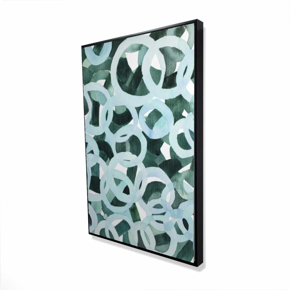 2081-3624-AB46 24 x 36 in. Abstract Circles - Neo Mint Framed Canvas Home Decor