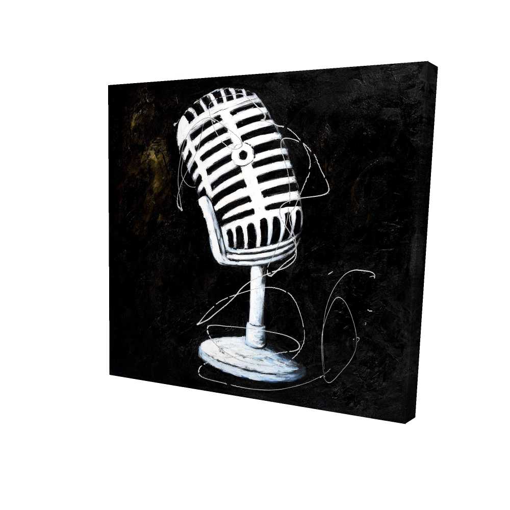 2080-3636-MU27 36 x 36 in. Microphone Instrument White Canvas - Home Decor Art Piece