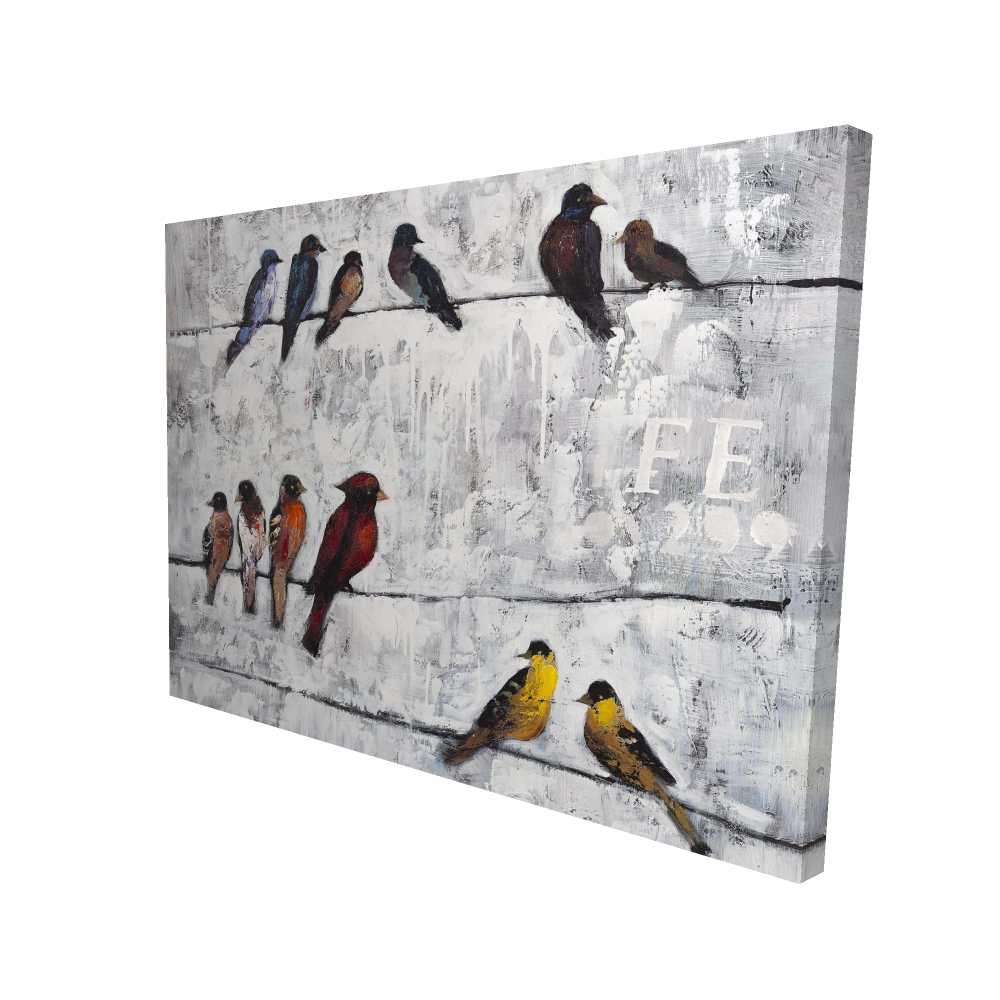 2080-3648-AN139 36 x 48 in. Colorful Birds on Branches - Office Feathers Canvas Decor