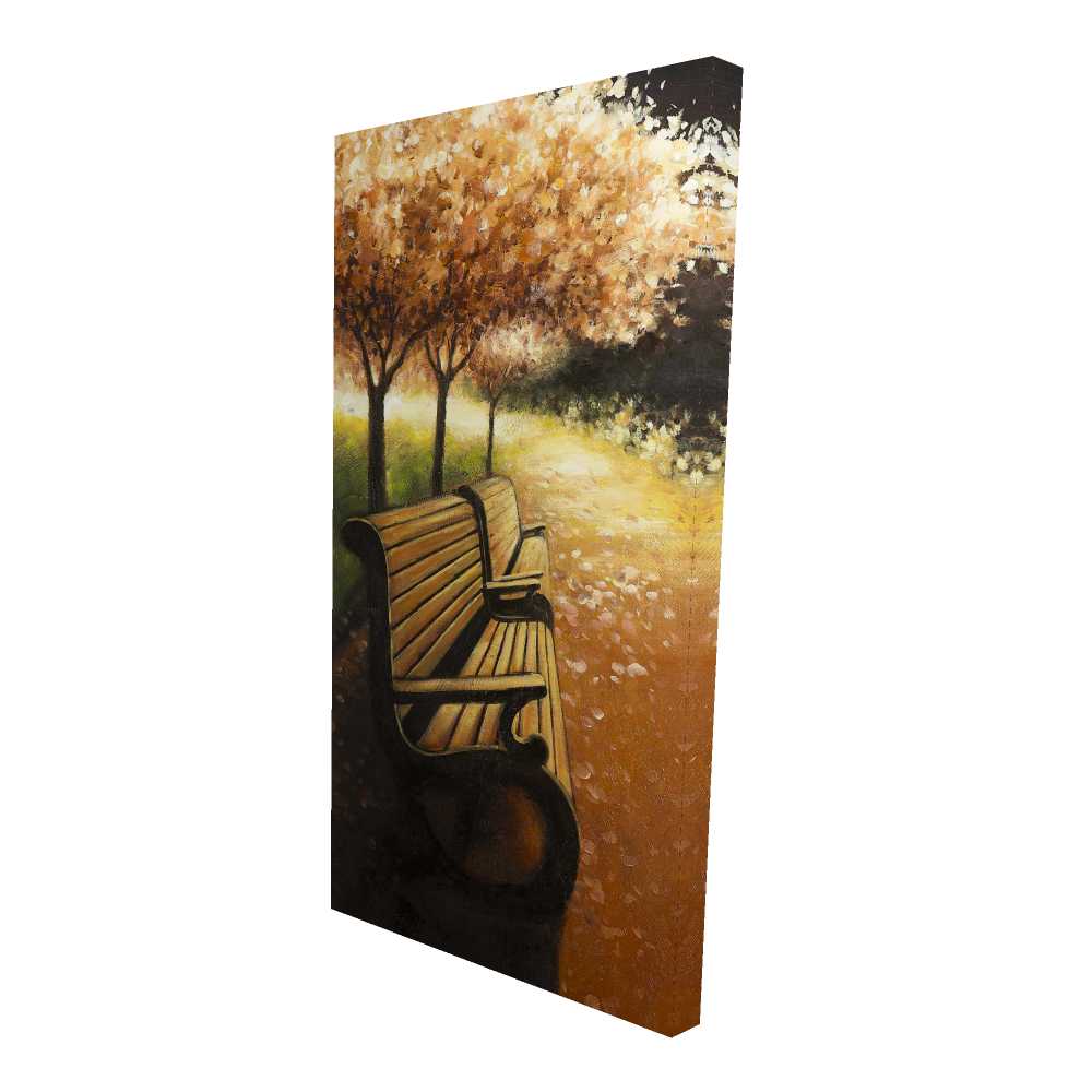 2080-4824-LA35 24 x 48 in. Park Bench on a Fall Day - Bedroom Coral Canvas Decor