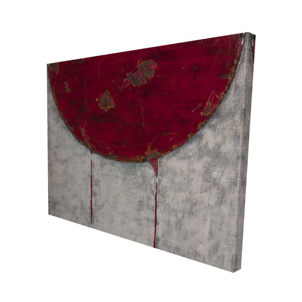 2080-4860-AB18 48 x 60 in. Red Half Circle - Gray Abstract Canvas for Home Decor