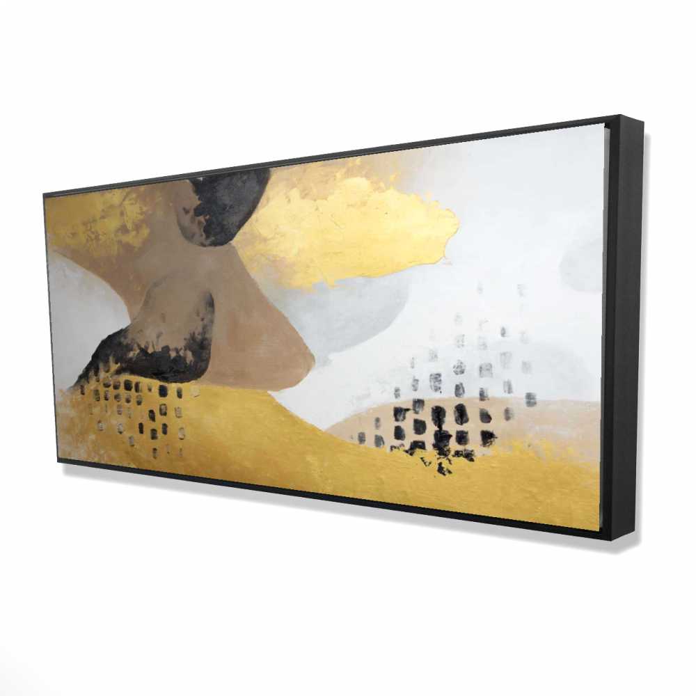 2081-2448-AB106 24 x 48 in. Improvisation - Shapes Abstract Framed Canvas for Home Decor
