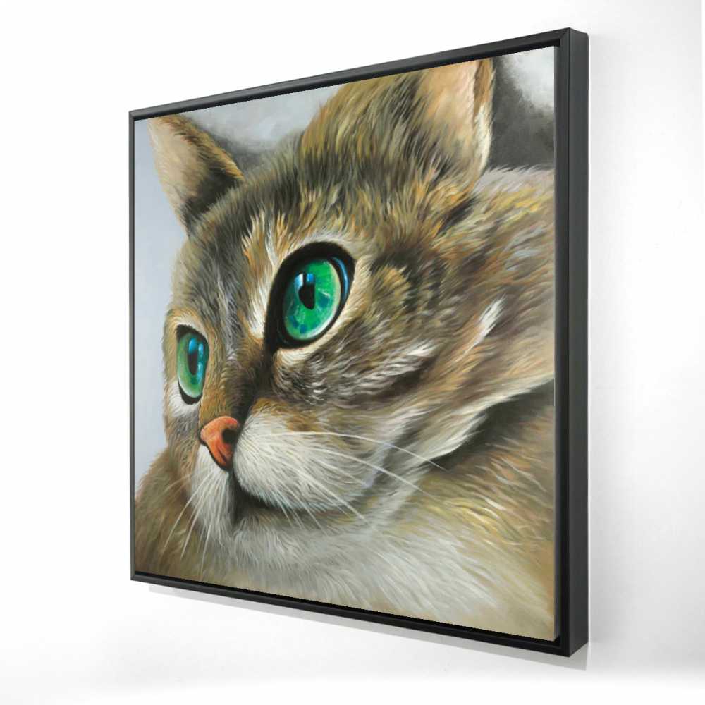 2081-3636-AN365 36 x 36 in. Peaceful Cat Portrait - Hyperrealist Framed Canvas - Decor